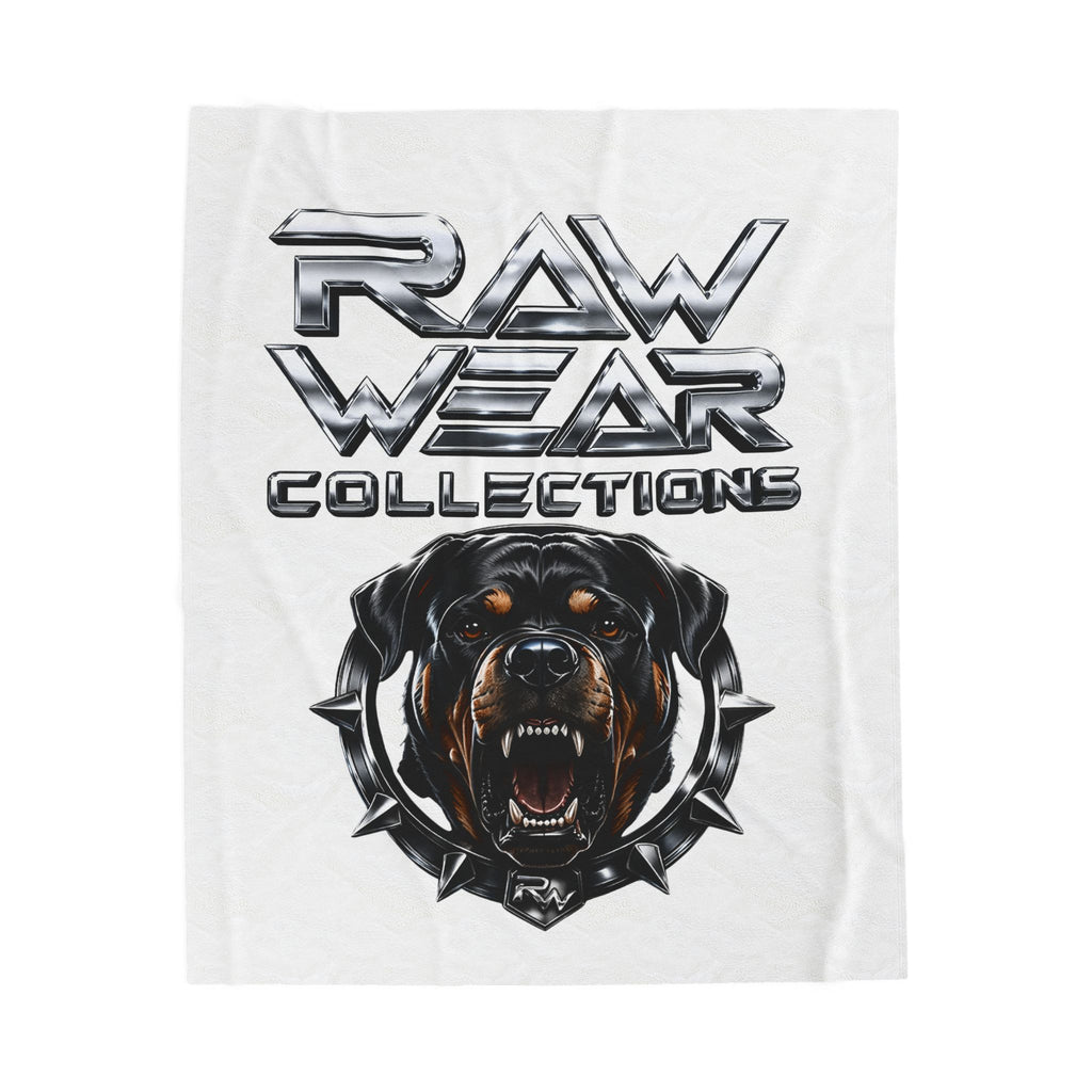 Raw Wear Collection Velveteen Plush Blanket — Fierce Rottweiler Head Graphic