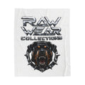 Raw Wear Collection Velveteen Plush Blanket — Fierce Rottweiler Head Graphic