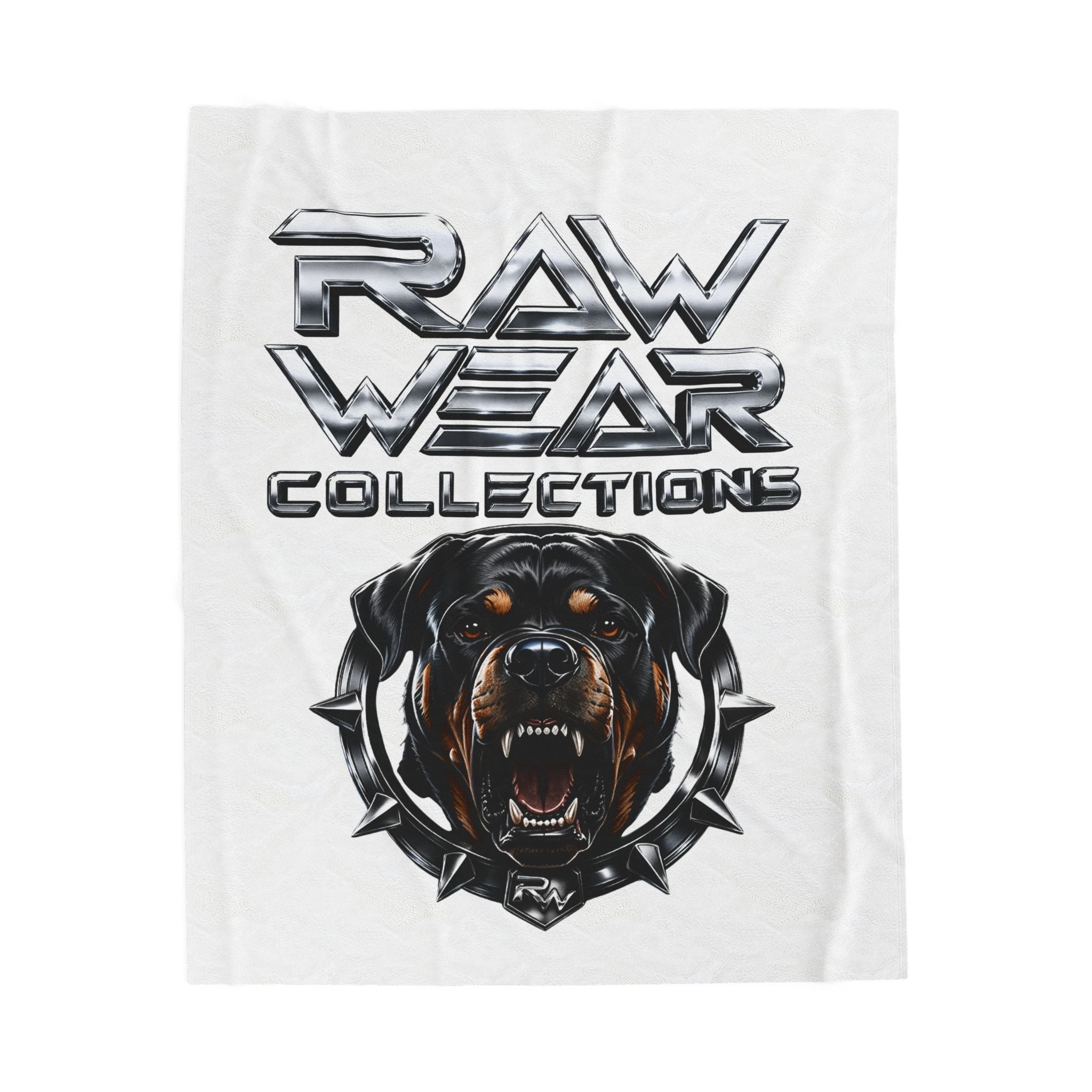 Raw Wear Collection Velveteen Plush Blanket — Fierce Rottweiler Head Graphic